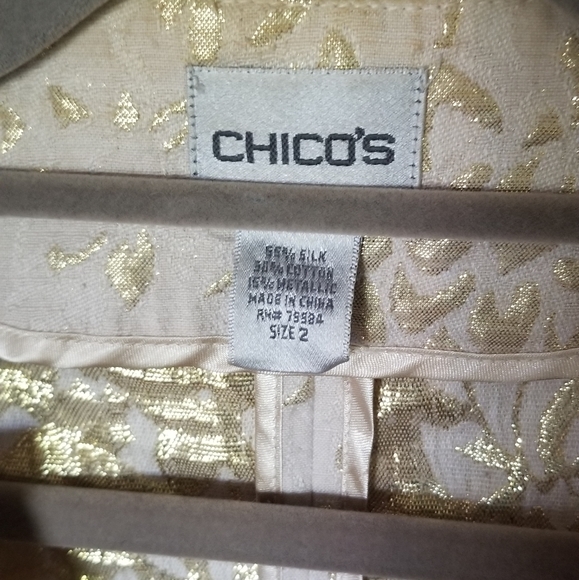 Chico's Beige Gold Embroidered Bolero 2 - Picture 4 of 4
